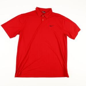 Nike Golf Dri-Fit 2-Button Polo Shirt Mens XL Reg Short Sleeve Solid Red